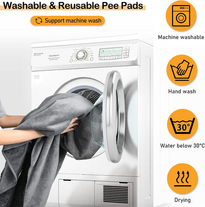 LOOBANI Washable Pee Pad for Dogs, 2 Packs Non-Slip Puppy Training Pads, Fast Absorbent Pet Whelping Pads, Puppy Playpen Mat for Incontinence, Housebreak, Crate, 48x60in, Gray