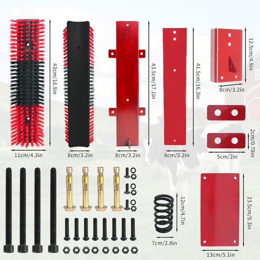 Livestock Scratch Brush With Spring Iron Holder,Animal Back Scratching Brush For Cow,Cattle,Sheep, Horses,Pigs,Massage Grooming Tool