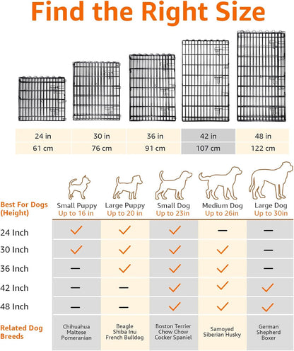 Amazon Basics Foldable Octagonal Metal Exercise Dog Playpen - Indoor/Outdoor, Single Door, Large (8 Panels, 24 x 42), Easy to assemble and store, 42" - Large, Black