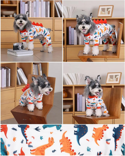 CuteBone Dinosaur Costume Dog Pajamas, Stretchy Spandex Crystal Velvet Sleepwear Coat for Small Dogs, Soft & Warm Pet Outfit Clothes for Cold Weather, Cozy Pullover Design COSP02S