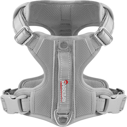 BARKBAY Dog Harness No Pull with ID Tag Pocket - Heavy Duty, Reflective, Easy Control for Large Dogs(Grey,XL)