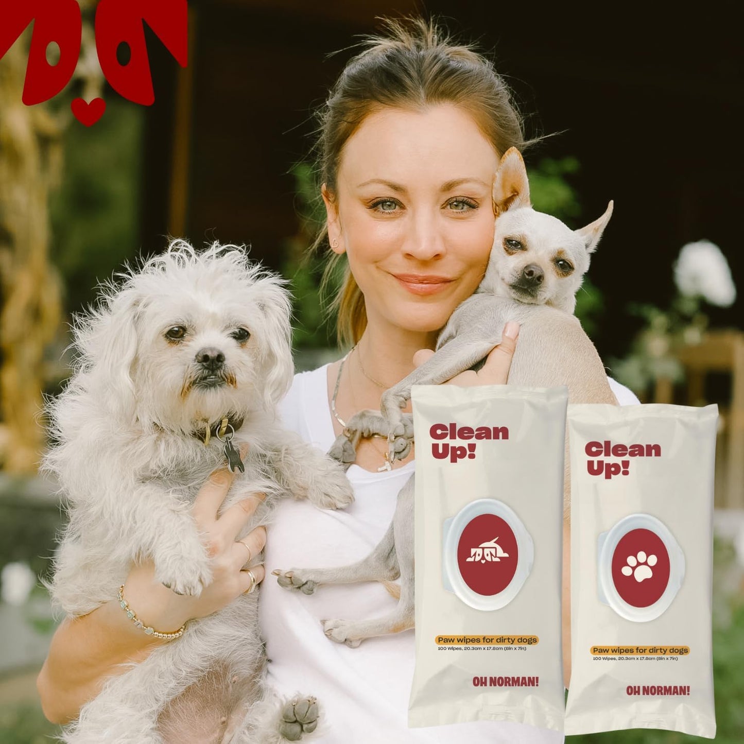 OH NORMAN! Clean Up Body Wipes for Dogs by Kaley Cuoco, Gentle Pet Grooming Wipes, Plant-Based and Unscented, 48 Count