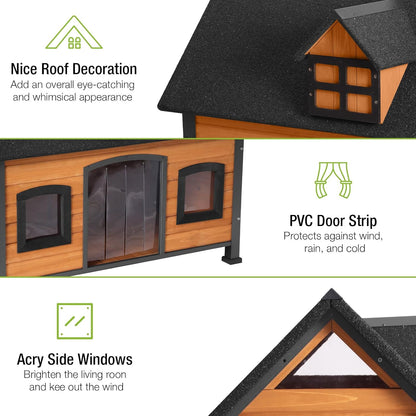 GUTINNEEN Dog House Outdoor with Strong Metal Frame Dog Kennel for Small Medium Large Dogs Puppy Cage for Winter Weatherproof