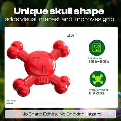 Dog Chew Toys for Aggressive Chewers – Indestructible Nylon Bone for Puppy Teething,Tough Chew Toy for Small Dogs, Bacon Flavor and Outdoor Fun, Skull Design