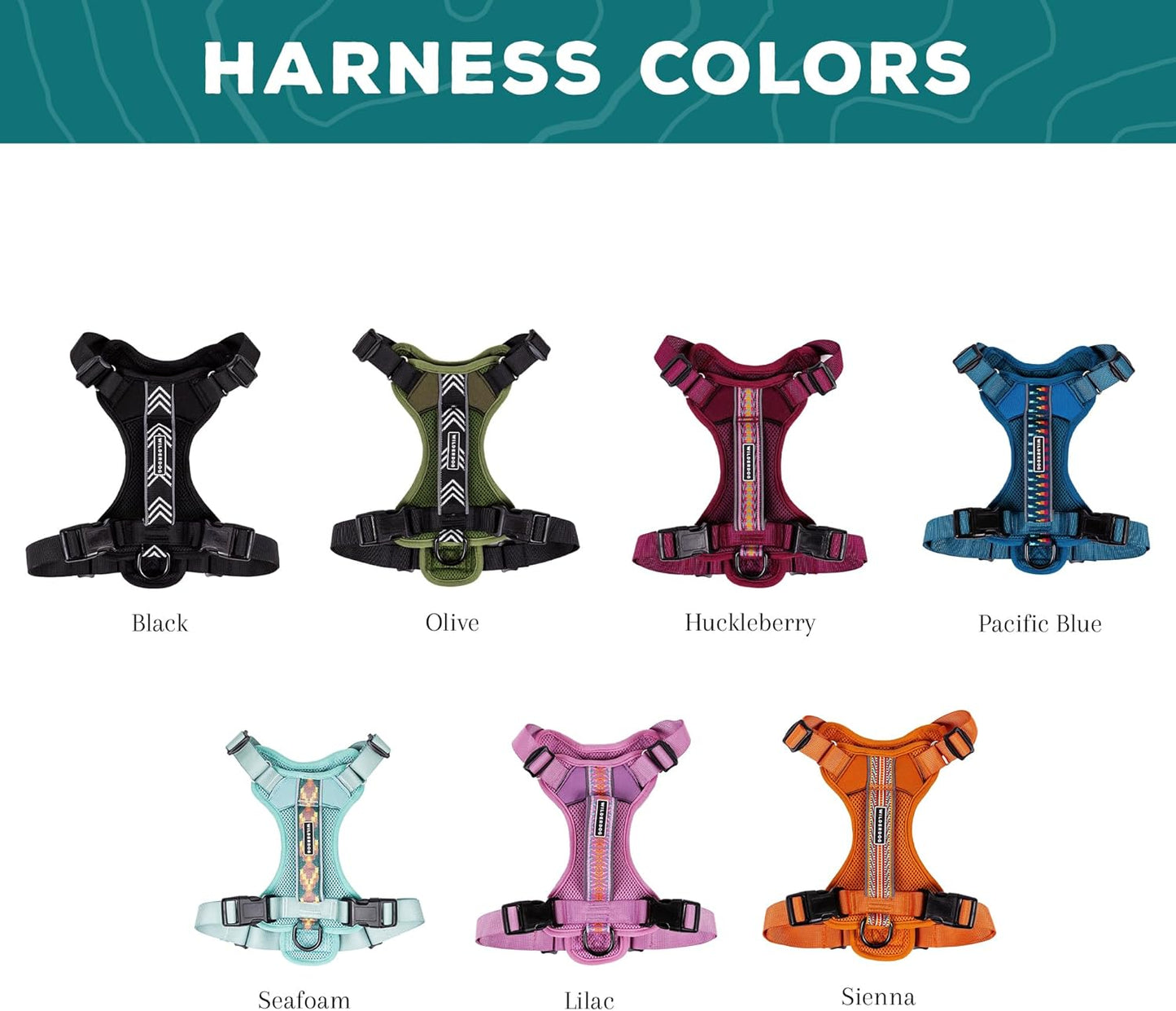 Wilderdog Lightweight Dog Harness with Reflective Straps - Medium - Huckleberry