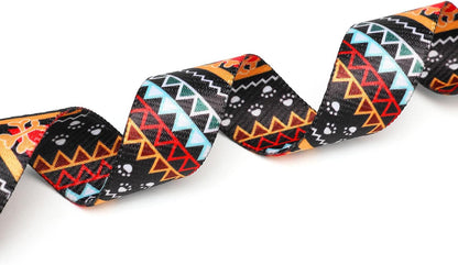 Mercano Adjustable Dog Collar - Special Design Patterns, Soft Nylon Comfortable Durable Pet Collar for Small Medium Large Dogs (M, Ethnic Gold)