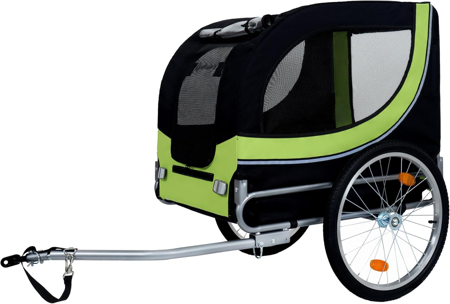 Blue-Grey Large Folding Bike Trailer for Dogs – Heavy-Duty Steel Frame, 66LB Capacity Pet Carrier for All-Terrain Cycling, Jogging & Camping Adventures! - Pawvie