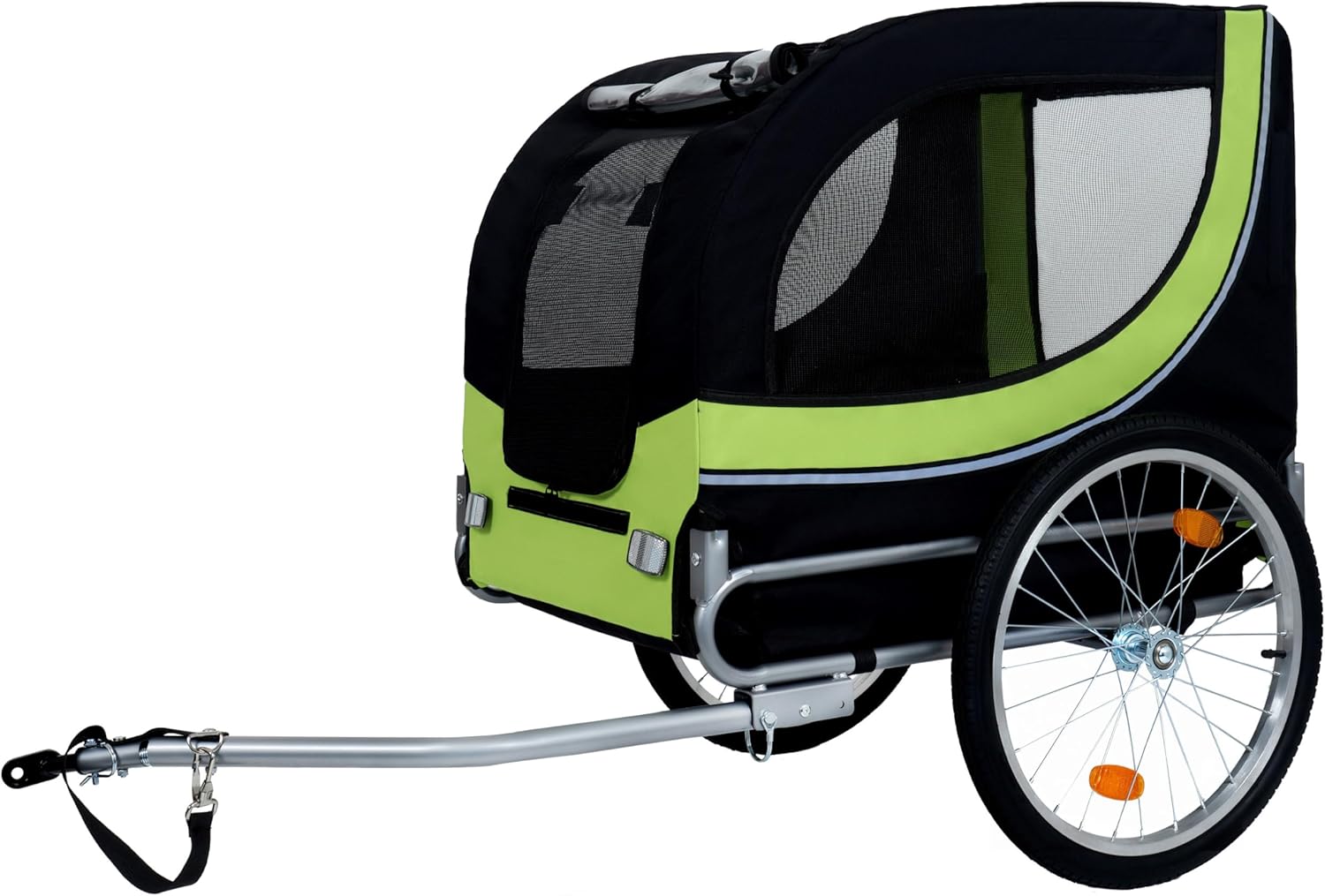 Blue-Grey Large Folding Bike Trailer for Dogs – Heavy-Duty Steel Frame, 66LB Capacity Pet Carrier for All-Terrain Cycling, Jogging & Camping Adventures! - Pawvie
