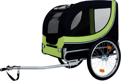Blue-Grey Large Folding Bike Trailer for Dogs – Heavy-Duty Steel Frame, 66LB Capacity Pet Carrier for All-Terrain Cycling, Jogging & Camping Adventures! - Pawvie