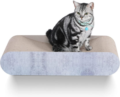 2 in 1 Cat Scratcher Cardboard Lounge Bed, Cat Scratching Post, Durable Board Pads Prevents Furniture Damage,Large (Reversible Grey)