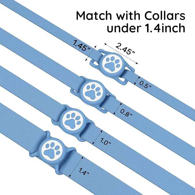 for Airtag Dog Collar Holder, Dog Airtag Holder Waterproof, Lightweight & Soft Silicone Air Tag Case for Pet Collars, Works with Multiple Tracker Tag Products (Blue, 1 Pack)