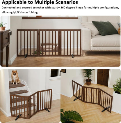 Dog Gate for Stairs,Foldable Dog Gate for Indoor Doorways House,Freestanding Pet Gates for Dogs,Doogie Puppy Fence Gate