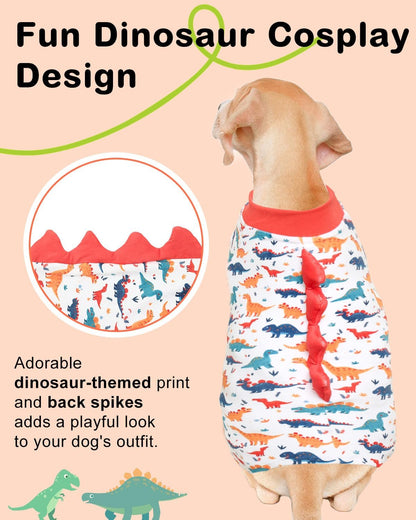 CuteBone Dinosaur Costume Dog Pajamas, Stretchy Spandex Crystal Velvet Sleepwear Coat for Small Dogs, Soft & Warm Pet Outfit Clothes for Cold Weather, Cozy Pullover Design COSP02-3XL