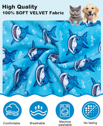 CuteBone Shark Costume Dog Pajamas, Stretchy Spandex Crystal Velvet Sleepwear Coat for Small Dogs, Soft & Warm Pet Outfit Clothes for Cold Weather, Cozy Pullover Design COSP07-4XL