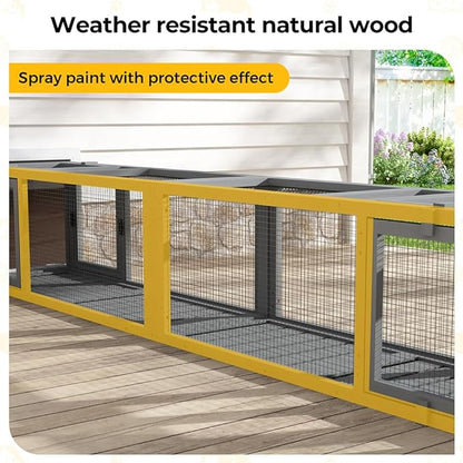 COZIWOW Wooden Cat Play Tunnel with Platforms – Configurable Window Catio, Multi-Combination Extendable Cat Run & Small Pet Play Enclosure for Indoor/Outdoor Use