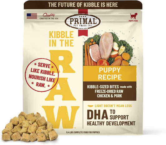 Primal Kibble in The Raw, Freeze Dried Dog Food, Puppy Recipe, Scoop & Serve, Made with Raw Protein, Whole Ingredient Nutrition, Crafted in The USA, Dry Dog Food 5.4 lb Bag