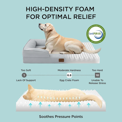 Bedsure Orthopedic Dog Beds for Small Dogs - Washable Small Dog Cat Bed Waterproof, Comfort Pet Couch Sofa with Washable Removable Cover, Pets Bed with Nonskid Bottom, Cooling Grey, 24"