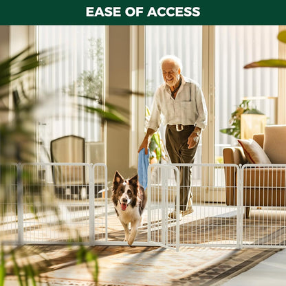 FXW Homeplus Unleashed Indoor Dog Playpen - Stress-Free and Safe Play, Heavy Duty 32 Inch 6 Wire Panels Dog Pen for Small and Medium Dogs, White│Patented