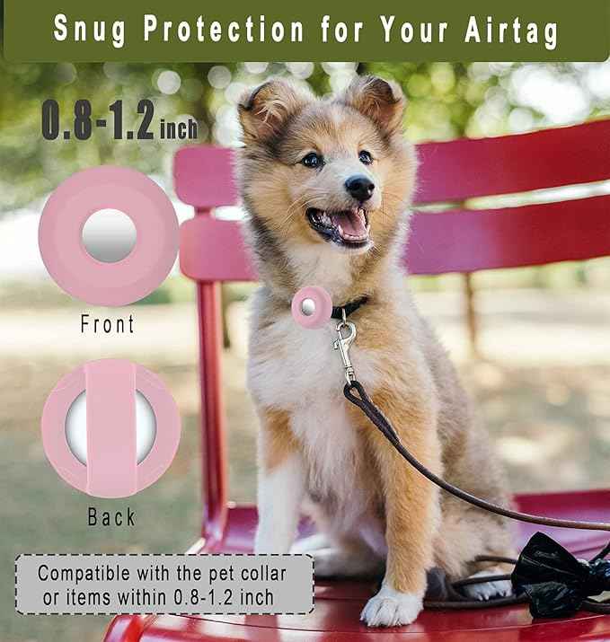 for Airtag Holder for Dog Collar, Cibaabo Silicone Air Tag Case Cover Compatible with Apple Airtags for 0.8-1.2inch Cat Pet Collar Harness Loop