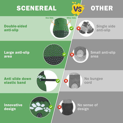 SCENEREAL Anti Slip Dog Sock to Prevent Licking Paws for Hardwood Floors, Boots & Paw Protector Shoes for Hot/Cold Pavement with Grippers, Double Sides Grips for Small Medium Large Senior Dogs, L