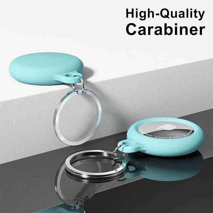 oakxco for Airtag Keychain Silicone, Airtag Holder with Key Ring, Air Tag Cover Cute Accessories for Kids, Luggage, Car Dog Collar, Car, Compatible with Apple Airtag Case Waterproof Tracker, Teal