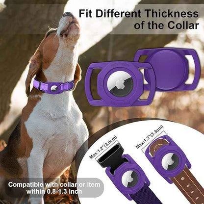 SANKALA Airtag Dog Collar Holder, [1 Pack] Waterproof Airtag Case for Dog Collar, TPU & Silicone Full Body Covered Apple Air Tag Collar Holder Protective Airtag Case for Pet Collar, Dark Purple
