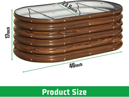 SnugNiture 4x2x1.5ft Raised Garden Bed Outdoor, 17" Tall Galvanized Metal Planter Box, Raised Garden Bed Kit for Planting Vegetables Plants Fruits, Brown
