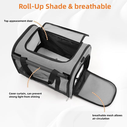 TWDEPART Cat Carrier Backpack - Multifunctional, Firm & Foldable with Roll-Up Shade, Breathable Design Includes Collapsible Bowl & Cushion (Grey)
