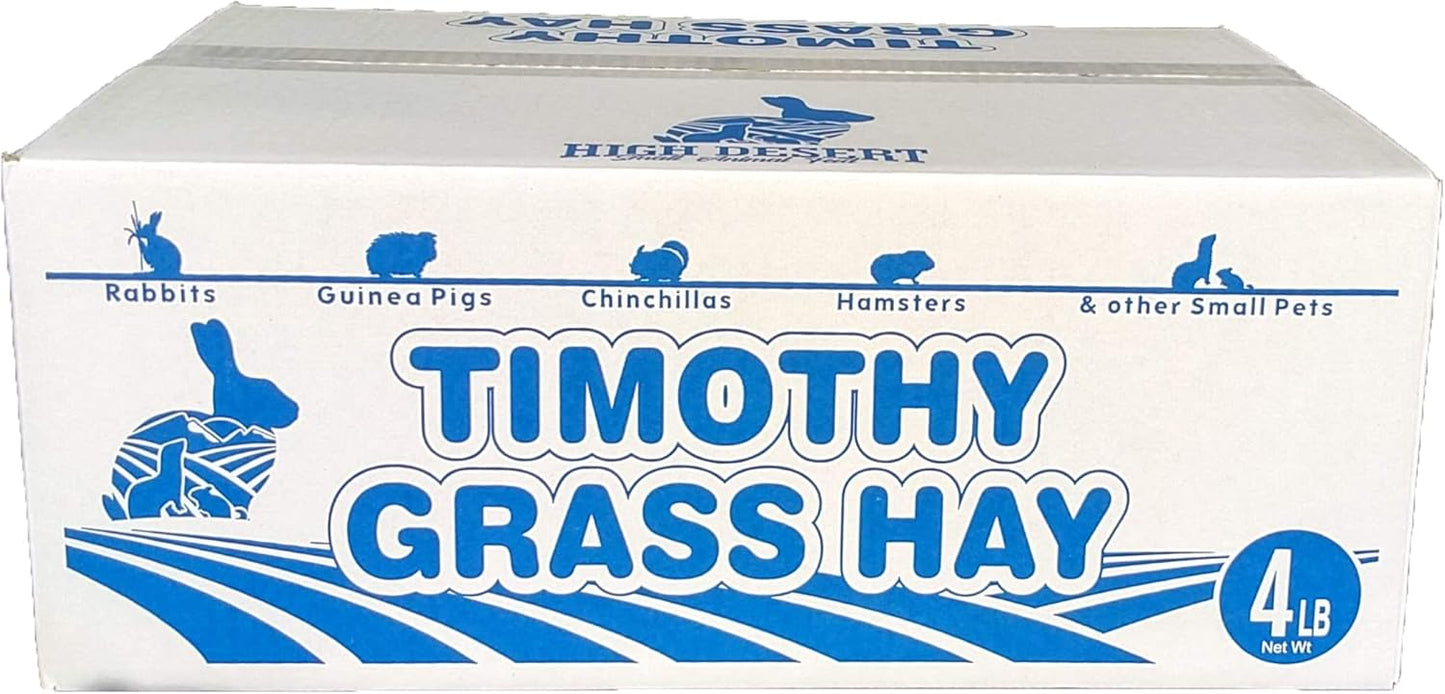 High Desert 2nd Cutting Timothy Grass Hay for Rabbits, Guinea Pigs, Chinchillas & Small Pets – Premium Hand-Packed Natural Hay, High-Fiber, Additive-Free, Grown in USA – 4 lb Box