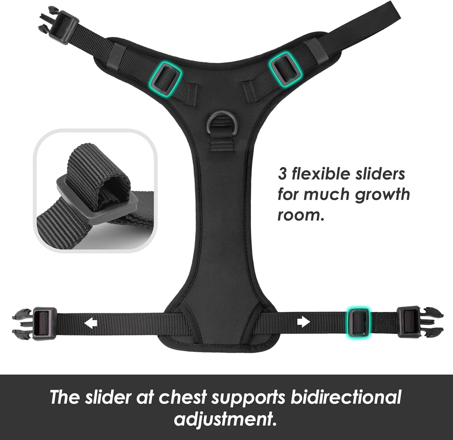 No Pull Dog Harness, Puppy Vest with Front Clip for Small Medium Large Sized Dog(Black,XS)