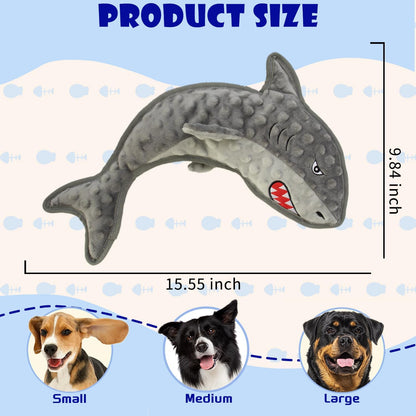 Dog Toy Squeaky Chew Dog Toys No PP-Cotton,no Stuffed for Small, Medium, Large Breed Dogs Interactive Hours of Fun,Gray-Shark