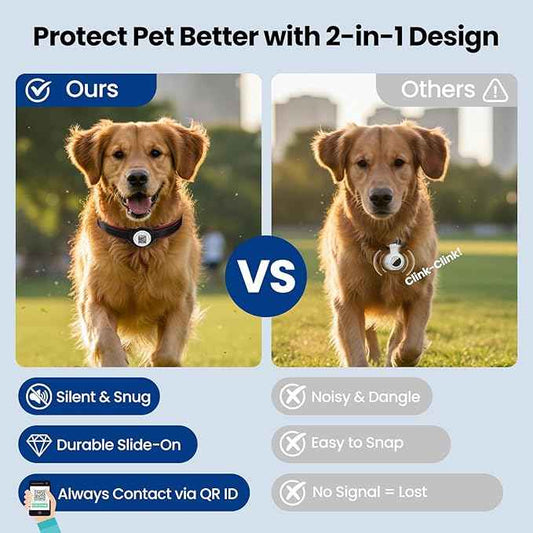 for AirTag Dog Collar Holder, Smart QR Code Holder for Cats and Dogs, for AirTag Protective Cases - Scan Alert, Instant Location, Pet Online Profile, Contacts Info (1 Pack, Black)
