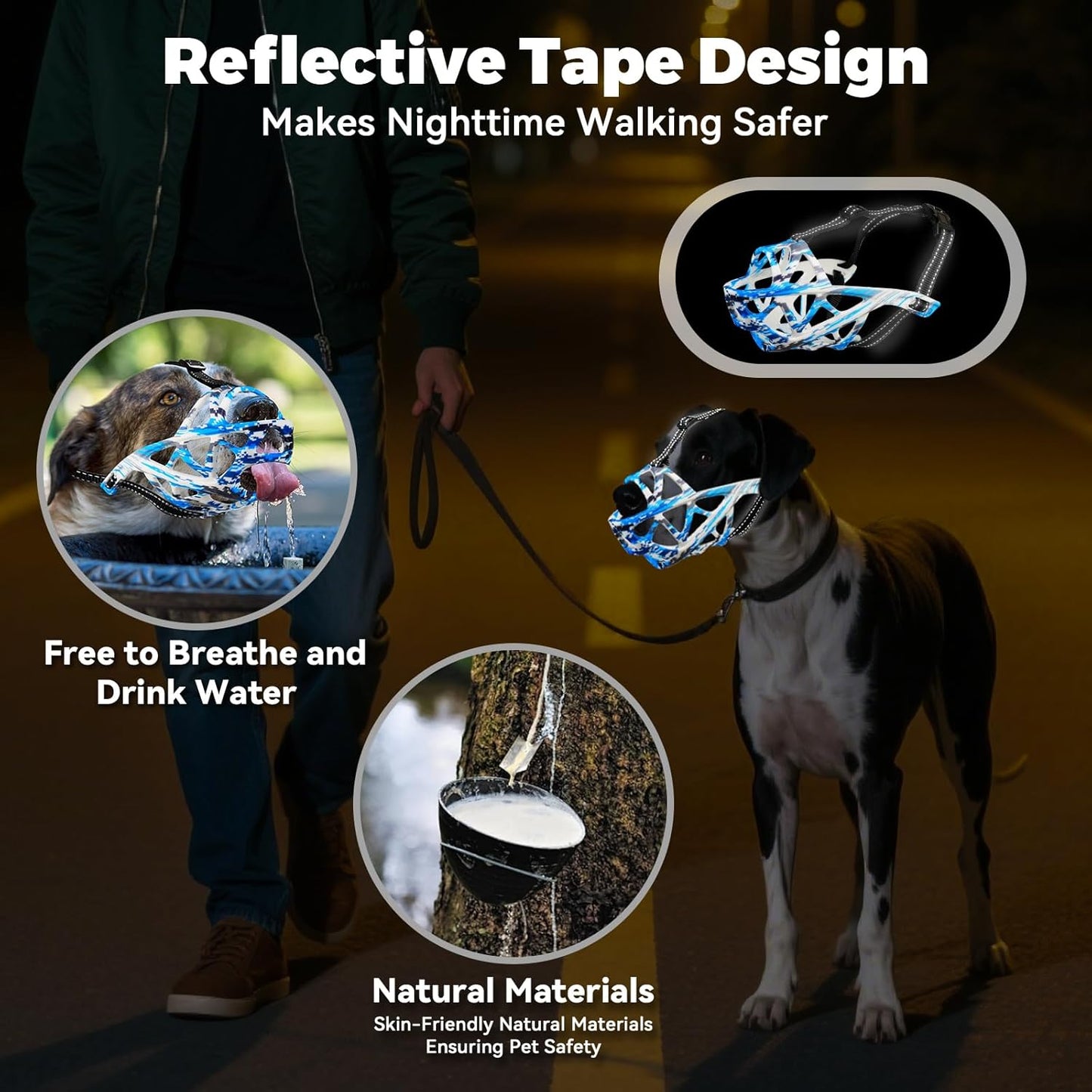 Dog Muzzle for Large Dogs, Medium and X-Large Aggressive Dog, Breathable Basket Muzzles, Suitable for Grooming Trimming Training, Allows Panting Drinking (Camouflage Blue, XL)