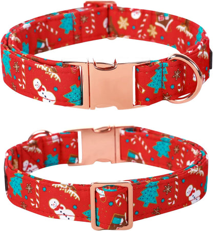 Lionet Paws Christmas Dog Collar with Flower, Dog Flower Collar with Metal Buckle for Dogs, Adjustable Comfortable Dog Collar Girl Gift, L, Neck 16-24 in