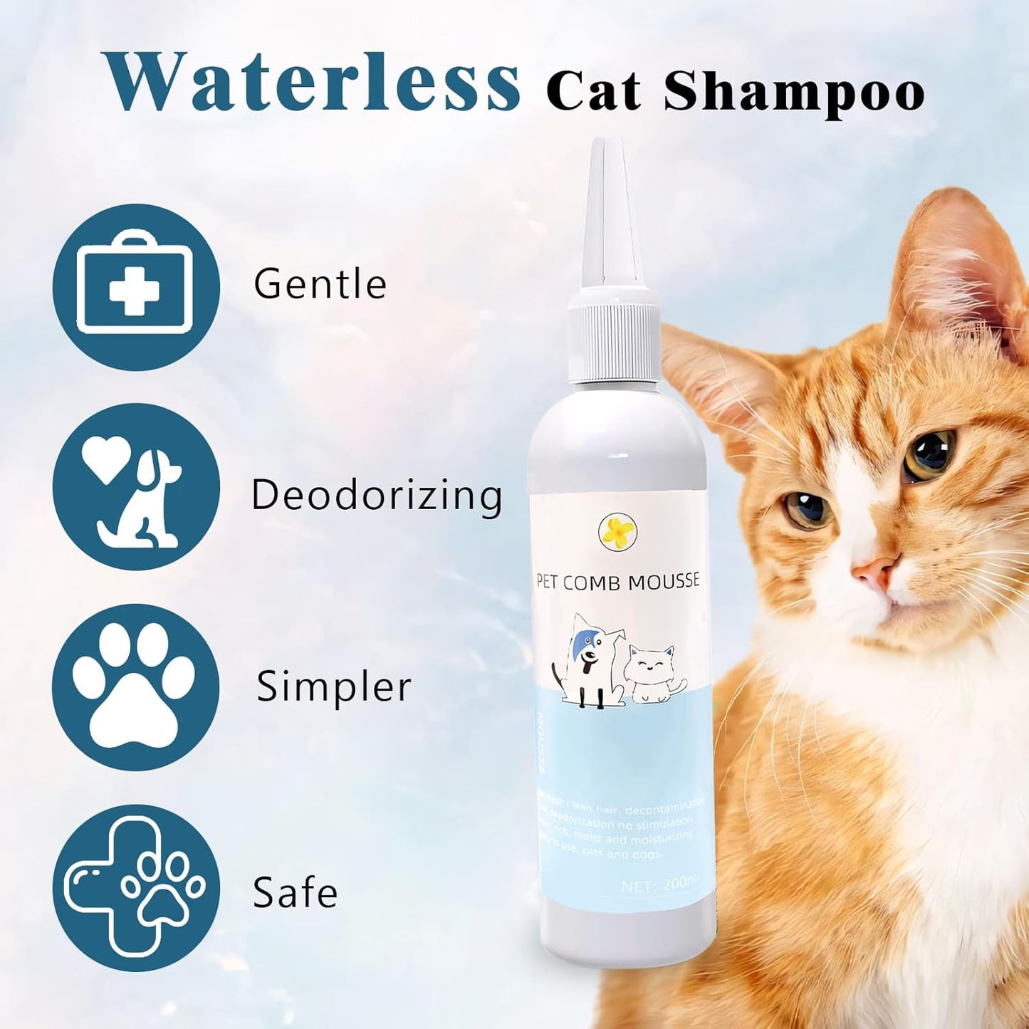 Pet Steam Brush Spray Refill for Dogs & Cats – Concentrated Waterless Shampoo, 3-in-1 Grooming Spray Comb Mist, 1*Shampoo(Steam Brush not Included)