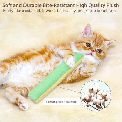 Retro Shaw Cat Toys Kicker Pillows 3Pcs, Refillable Catnip Toys with Crinkle Sound Inside, Interactive Indoor Cat Nip Kitty Kick Sticks for Kitten 10.1 Inches