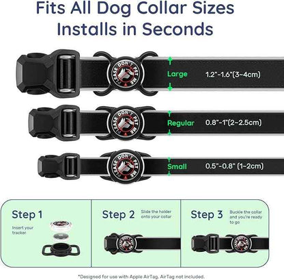 Dog AirTag Holder for Dog Collar, Soft Silicone Slide-On Case for Apple AirTag, No-Dangle Quiet Protective Holder with High-Contrast Message Designs