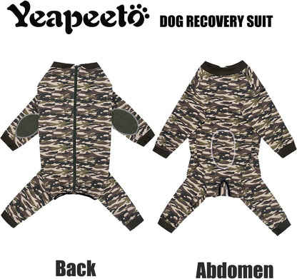 Yeapeeto Dog Onesie Surgery Recovery Suit for Large Medium Bodysuit Dogs Pajamas PJS Full Body for Shedding, Prevent Licking, Wound Protection, Cone Alternative (4XL, Camo)