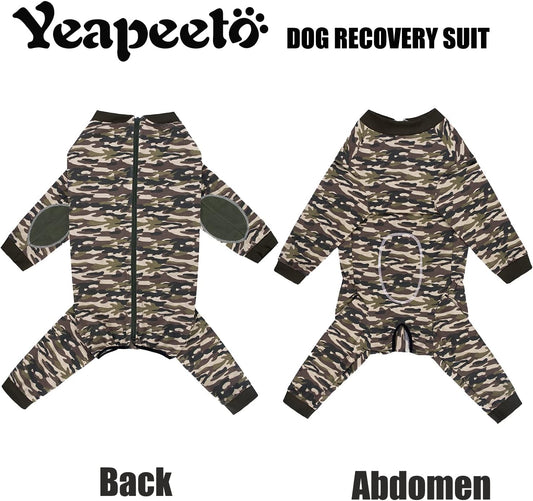 Yeapeeto Dog Onesie Surgery Recovery Suit for Large Medium Bodysuit Dogs Pajamas PJS Full Body for Shedding, Prevent Licking, Wound Protection, Cone Alternative (5XL, Camo)
