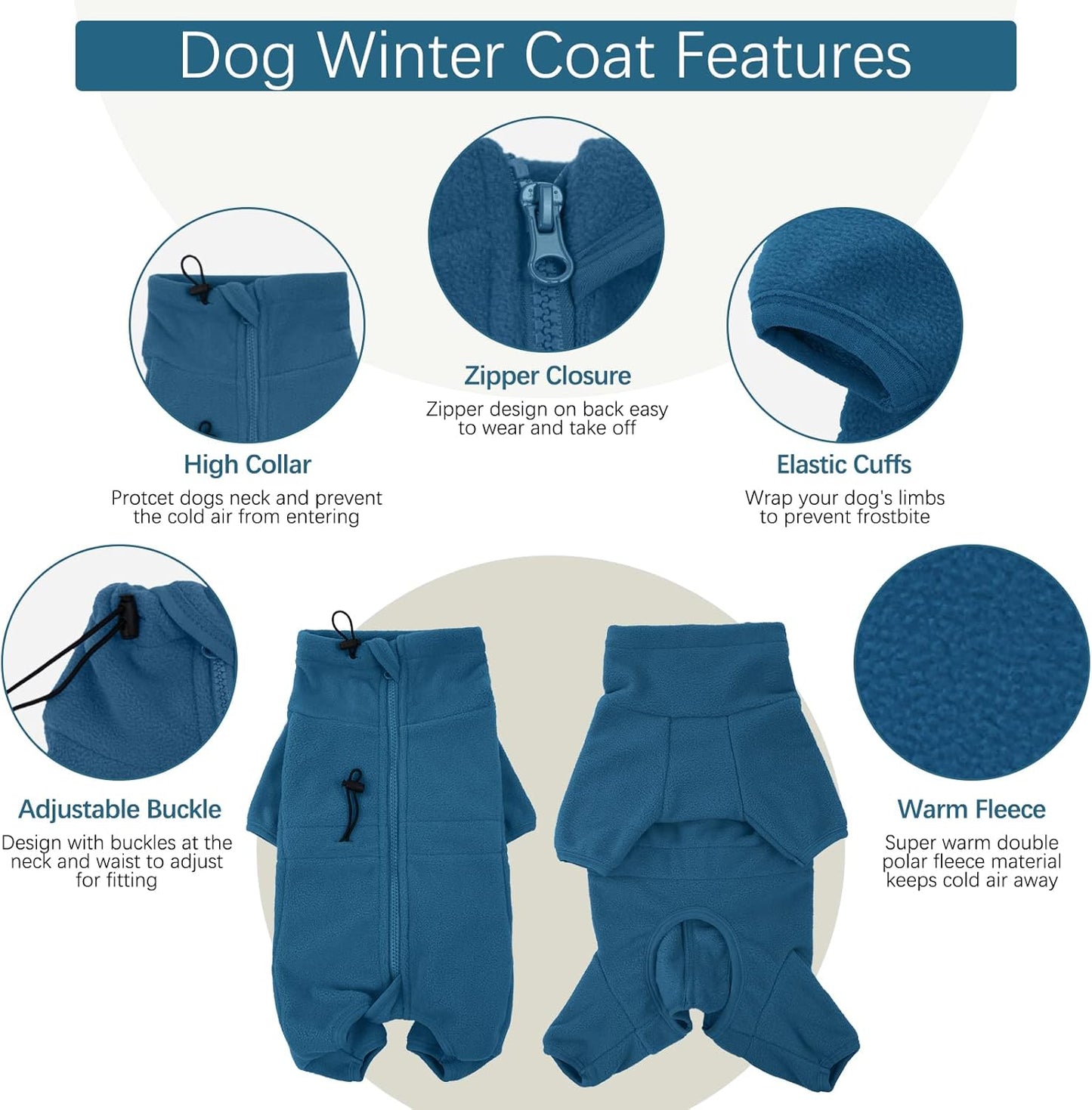 ROZKITCH Dog Coats for Small Dogs, Pet Windproof Warm Cold Weather Jacket Vest Cozy Jumpsuit Apparel Outfit Clothes for Small Medium Large Dog Walking Sleep S