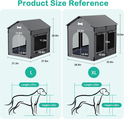 Large Indoor Dog House Dog Kennel Bed Mat with Cushion for Small Medium Large Dogs Cats, Winter Warm Cat Nest Puppy Cave Sofa Pet Products Easy Assembly, 27.6 * 21.3 Inches