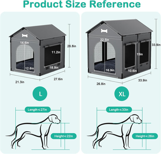 XL Indoor Dog House Dog Kennel Bed Mat with Cushion for Small Medium Large Dogs Cats, Winter Warm Cat Nest Puppy Cave Sofa Pet Products Easy Assembly, 33.9 * 26.8 Inches