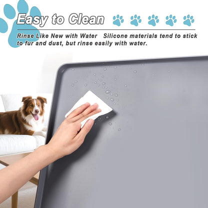 Pee Pad Tray Holder for Dog,Silicone Dog Puppy Pad Holder, 27" x 27" No Spill Raised Lip High Edge,Portable Large Leak-Proof Mat Holder for Pet Training Pads,Square Potty Trays 6 Clamps