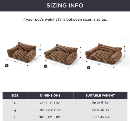 Bedsure Cute Cat Couch for Pets - Fluffy Small Dog Sofa with Premium Soft Corduroy Fleece, Pet Sofa with Removable Washable Cover, Supportive Dog Couch Bed for Small Medium Dogs, 30inch, Copper Brown
