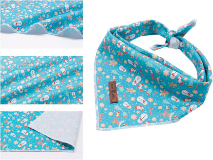 Lionet Paws Christmas Dog Bandana - 1PC Gingerbread Man Dog Bandana, Washable Reversible Cotton Boy Bibs Scarf, Adjustable Square Kerchief for Small to Large Dogs
