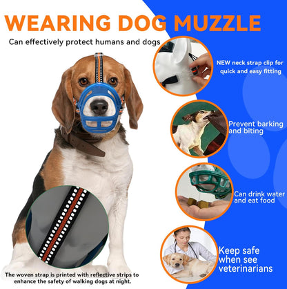 Dog Muzzle, Basket Muzzle for Small Medium Large Dogs, Anti-Biting and Chewing, Lightweight & Sturdy Cage Design, Allows Panting & Drinking, Ideal for Grooming & Training（Blue Size S）
