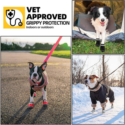 Hcpet Dog Boots for Large Dogs, Dog Shoes for Hot Pavement Winter Snow, Paw Protector Dog Booties Designed for Comfort and Breathability, Outdoor Booties for Small Medium Dogs for Hiking Brown Size 3