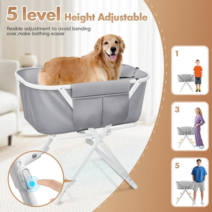 Portable Dog Bathtub, Elevatable Dog Washing Station for Bathing Shower and Grooming, Collapsible Dog Bath Tub for Small/Medium/Large Dogs, Cats & Other Pet (Medium Dogs Bathtub)