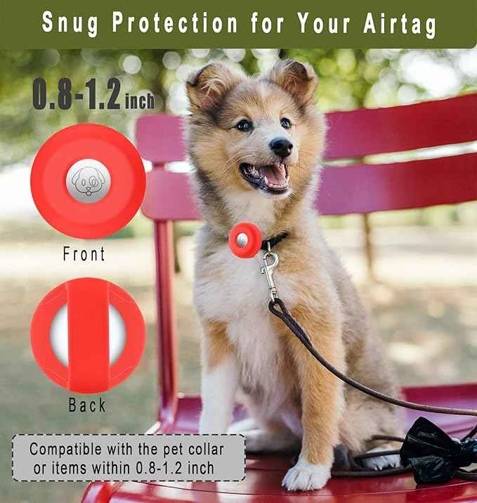 for Airtag Holder for Dog Collar, Cibaabo Silicone Air Tag Case Cover Compatible with Apple Airtags for 0.8-1.2inch Cat Pet Collar Harness Loop