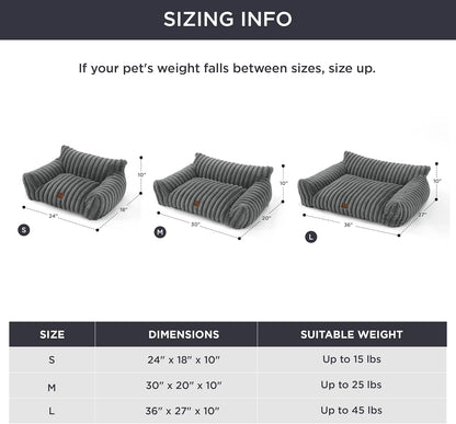 Bedsure Cute Dog Couch for Pets - Fluffy Dog Sofa with Premium Soft Corduroy Fleece, Small Dogs Couch Bed with Washable Cover, Supportive Pet Sofa Bed for Medium Large Dogs, 36inch, Warm Grey